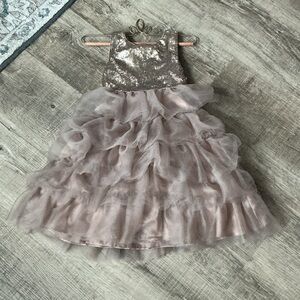 Cinderella Couture Dress  Copper Sequins Tulle Formal Pageant Toddler Size 2